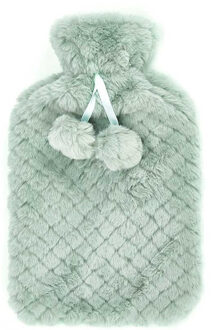 Giftdecor Warmwater kruik - 1.8 liter - pluche hoes in groen - winter kruiken - 22 x 35 cm