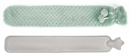 Giftdecor Warmwater kruik - 2 liter - pluche hoes in groen - Lang model - 14 x 75 cm