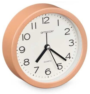 Giftdecor Wekker/alarmklok Good Morning - oranje - kunststof - dia 12 cm - staand - rond