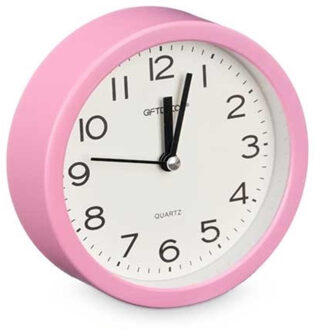 Giftdecor Wekker/alarmklok Good Morning - roze - kunststof - dia 12 cm - staand - rond