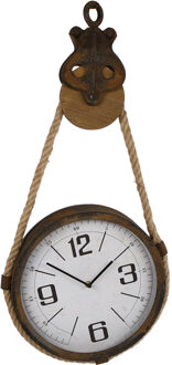 Gifts Amsterdam Wandklok Pulley 32x7,5x66 Cm Metaal Bruin