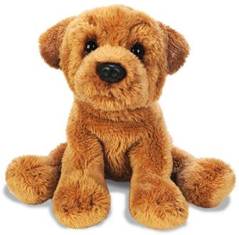 gifts Knuffel hond - Sharpei - knuffeldier - pluche - 13 cm - Knuffel huisdieren Bruin