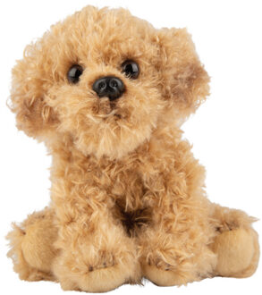 Gifts pluche honden knuffel Labradoole - 13 cm - lichtbruin - Knuffel huisdieren Multikleur