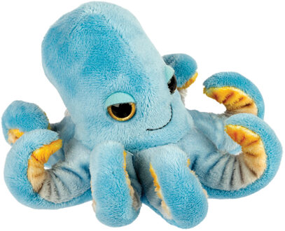 Gifts pluche inktvis/octopus knuffeldier - cute eyes - blauw - 15 cm - Knuffel zeedieren