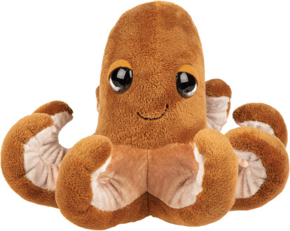 Gifts pluche inktvis/octopus knuffeldier - cute eyes - bruin - 15 cm - Knuffel zeedieren