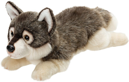 Gifts Pluche knuffel dier Grijze Wolf - 33 cm - Wolven knuffels - Knuffeldier Multikleur