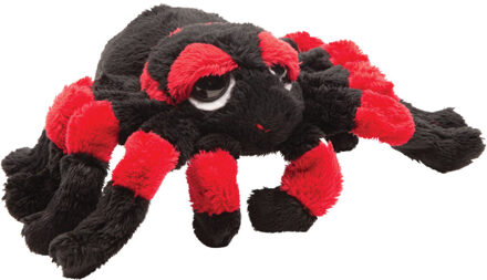 gifts Pluche knuffel spin - tarantula - zwart/rood - 13 cm - speelgoed - Knuffeldier