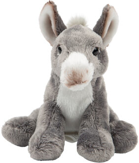 Gifts Pluche knuffeldier Ezel - grijs - 13 cm - boerderij thema - Knuffel boederijdieren