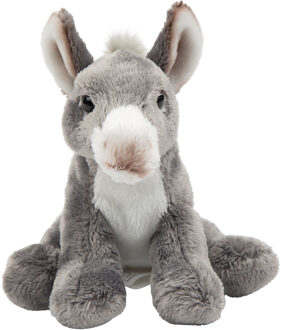 Gifts Pluche knuffeldier Ezel - grijs - 33 cm - boerderij thema - Knuffel boederijdieren