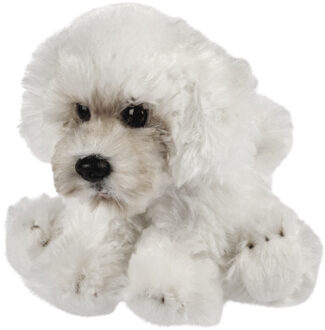 Gifts Pluche knuffeldier hond - Maltezer - creme wit - 13 cm - huisdieren thema - Knuffel huisdieren Crème