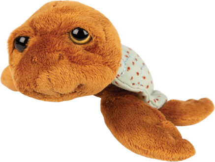 Gifts pluche zeeschildpad Jules knuffeldier - cute eyes - donkerbruin - 14 cm - Knuffel zeedieren