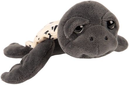 Gifts pluche zeeschildpad Jules knuffeldier - cute eyes - donkergrijs - 14 cm - Knuffel zeedieren