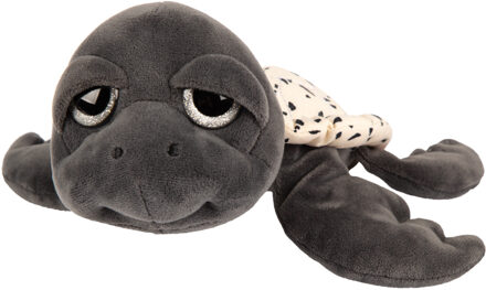 Gifts pluche zeeschildpad Jules knuffeldier - cute eyes - donkergrijs - 24 cm - Knuffel zeedieren