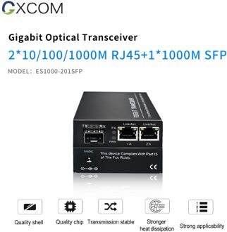 Gigabit 1 Sfp 2 RJ45 Ethernet Media Converter Met Sfp Fiber Poort. 10/100/1000Mbps Sfp Media Converter/Fiber Transceiver 1 stk