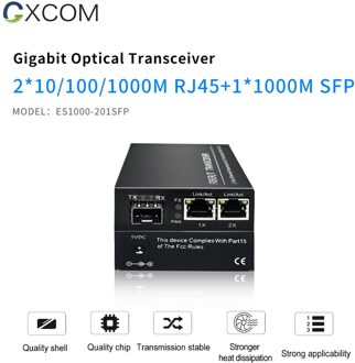 Gigabit 1 Sfp 2 RJ45 Ethernet Media Converter Met Sfp Fiber Poort. 10/100/1000Mbps Sfp Media Converter/Fiber Transceiver met LC 20km module