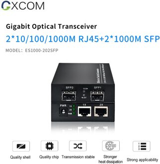 Gigabit 2 Sfp 2 RJ45 Ethernet Media Converter Met Sfp Fiber Poort. 10/100/1000Mbps Sfp Media Converter/Fiber Transceiver met LC 20km module
