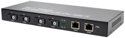 Gigabit Ethernet 1000M Switch Convert 3KM Fiber Optical Media Converter Single Mode 2 RJ45 & 4SC Ports Fibre Optic Transceiver