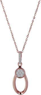 'Gigi' Dames 925 Sterling Zilveren Set: Halsketting + Oorbellen + Ring - Roze SET-7439 Rosé - N