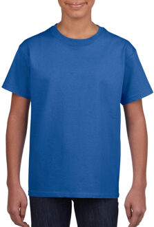 Gildan Blauw basic t-shirt met ronde hals - kinderen - unisex - katoen - 145 grams - Blauwe shirts