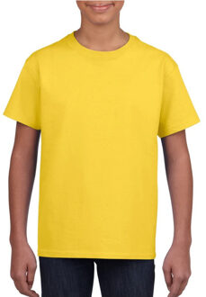 Gildan Geel basic t-shirt met ronde hals voor kinderen unisex- katoen - 145 grams - gele shirts / kleding voor jongens en meisjes L (140-152)