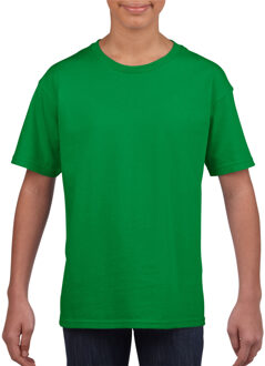 Gildan Groen basic t-shirt met ronde hals voor kinderen unisex- katoen - 145 grams - groene shirts / kleding voor jongens en meisjes L (140-152)