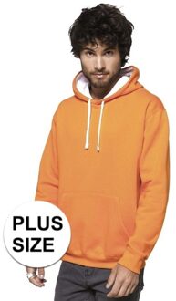 Gildan Grote maten oranje/witte sweater/trui hoodie voor heren