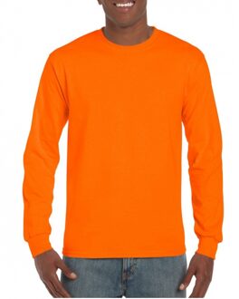 Gildan Heren t-shirt lange mouw fluor oranje 2XL