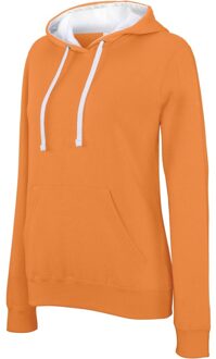 Gildan Oranje/witte sweater/trui hoodie voor dames