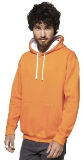 Gildan Oranje/witte sweater/trui hoodie voor heren