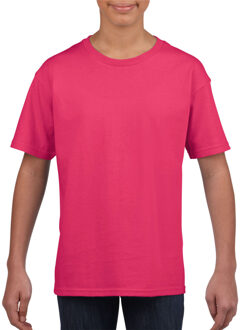 Gildan Roze basic t-shirt met ronde hals voor kinderen unisex- katoen - 145 grams - fuchsia shirts / kleding voor jongens en meisjes L (140-152)