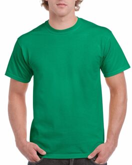 Gildan Set van 2x stuks groene katoenen shirts voor heren, maat: 2XL (44/56) - XXL
