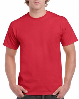 Gildan Set van 2x stuks rood katoenen t-shirts voor heren 200 grams, maat: 2XL (44/56) - XXL