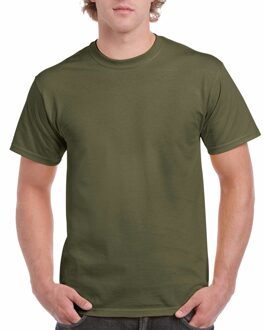 Gildan T-shirt - army groen - heren - zware kwaliteit - basic shirt - katoen - korte mouwen