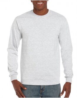 Gildan T-shirt lange mouwen - heren - lichtgrijs - katoen/polyester - normale fit