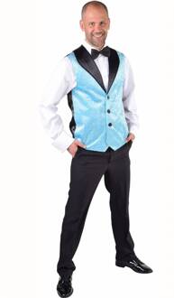 Gilet pailletten turquoise heren Blauw, Turquoise