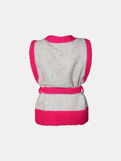 Gilet teddy roze omkeerbare riem print - maat XS