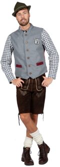 Gilet Tirol Oktoberfest Grijs Rood - Zalm, Zilver - Grijs
