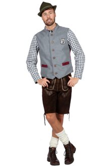 Gilet Tirol Oktoberfest Grijs Rood - Zalm, Zilver - Grijs
