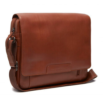 Gili Laptoptas 14 inch - Schoudertas - Echt leer - Cognac Bruin - 14.2