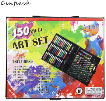 Ginflash 150 Stks/set Krijt Water-Kleur Tekening Schilderij Set Water Kleur Pen Olie Pastel Kwast Tekening Tool Art school