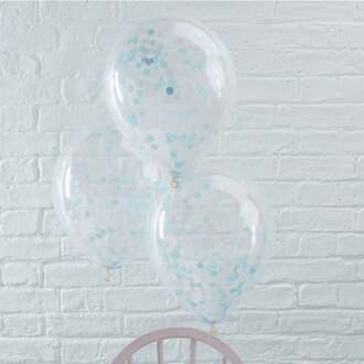 Ginger ray ballonnen gevuld met blauwe confetti (5 stuks)