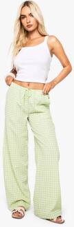 Gingham Broek Met Rechte Pijpen, Green - 36
