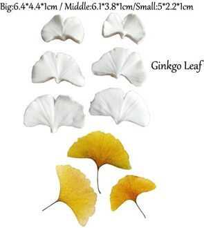 Ginkgo Bladeren Veiners Siliconen Mallen Fondant Gumpaste Klei Water Papier Cake Decorating Gereedschap, Sugarcraft Snijders CS266 Mold 6stk