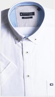 Giordano Casual hemd korte mouw league solid hemp yarn fabric 416001/10 Wit