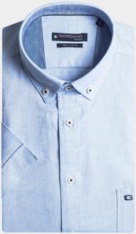 Giordano Casual hemd korte mouw league solid hemp yarn fabric 416001/62 Blauw