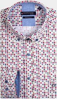 Giordano Casual hemd korte mouw league spaced squares print 416029/30 Rood - XL