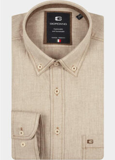 Giordano Casual hemd lange mouw brando long sleeve button dow 527005/80 Bruin