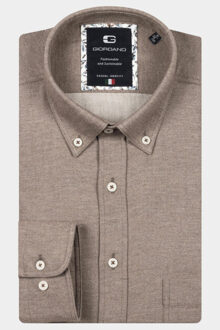 Giordano Casual hemd lange mouw brando long sleeve button dow 527010/80 Bruin - XL