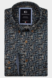 Giordano Casual hemd lange mouw brando long sleeve button dow 527034/60 Blauw