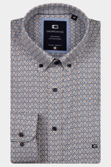 Giordano Casual hemd lange mouw brando long sleeve button dow 527041/60 - maat XL Blauw